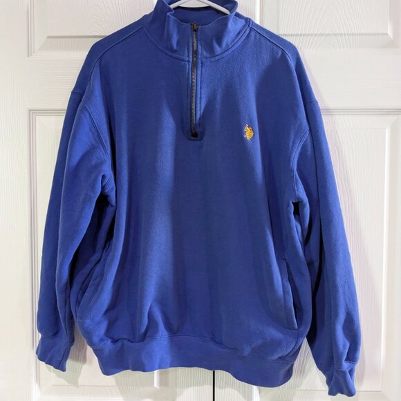 US Polo Assn Men's Pullover Sweatshirt, Size M, Blue, Quarter Zip, Pockets - Picture 2 of 15